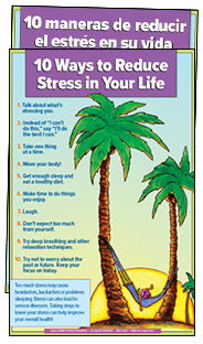 10 Ways to Reduce Stress in Your Life (English & Spanish Giveaway Poster)